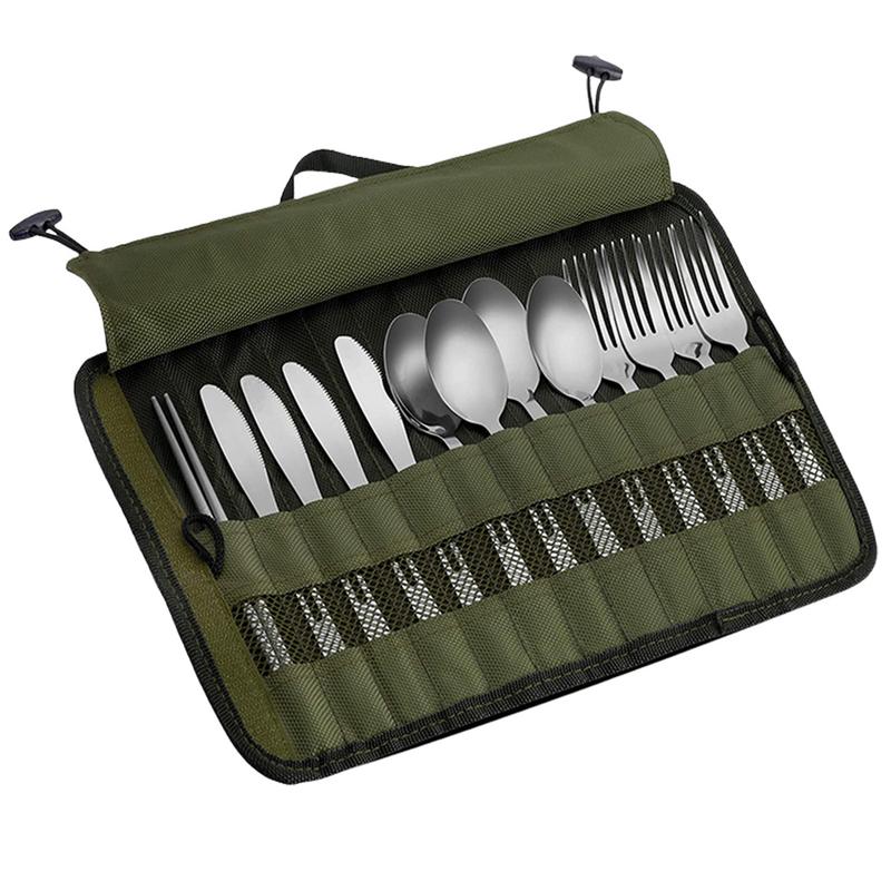 Camping Cooking Utensil Organizer - Açık kamp çatal saklama çantası taşınabilir