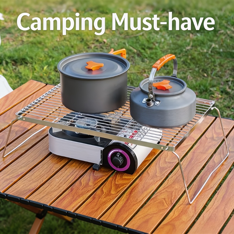 Camping Cooking Equipment - Taşınabilir Katlanabilir Paslanmaz Kamp Ateşi Standı