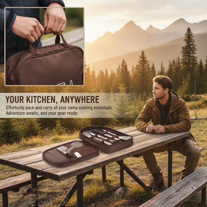 Camping Cooking Utensil Organizer - Açık Hava Pişirme Çantası Kamp Depolama