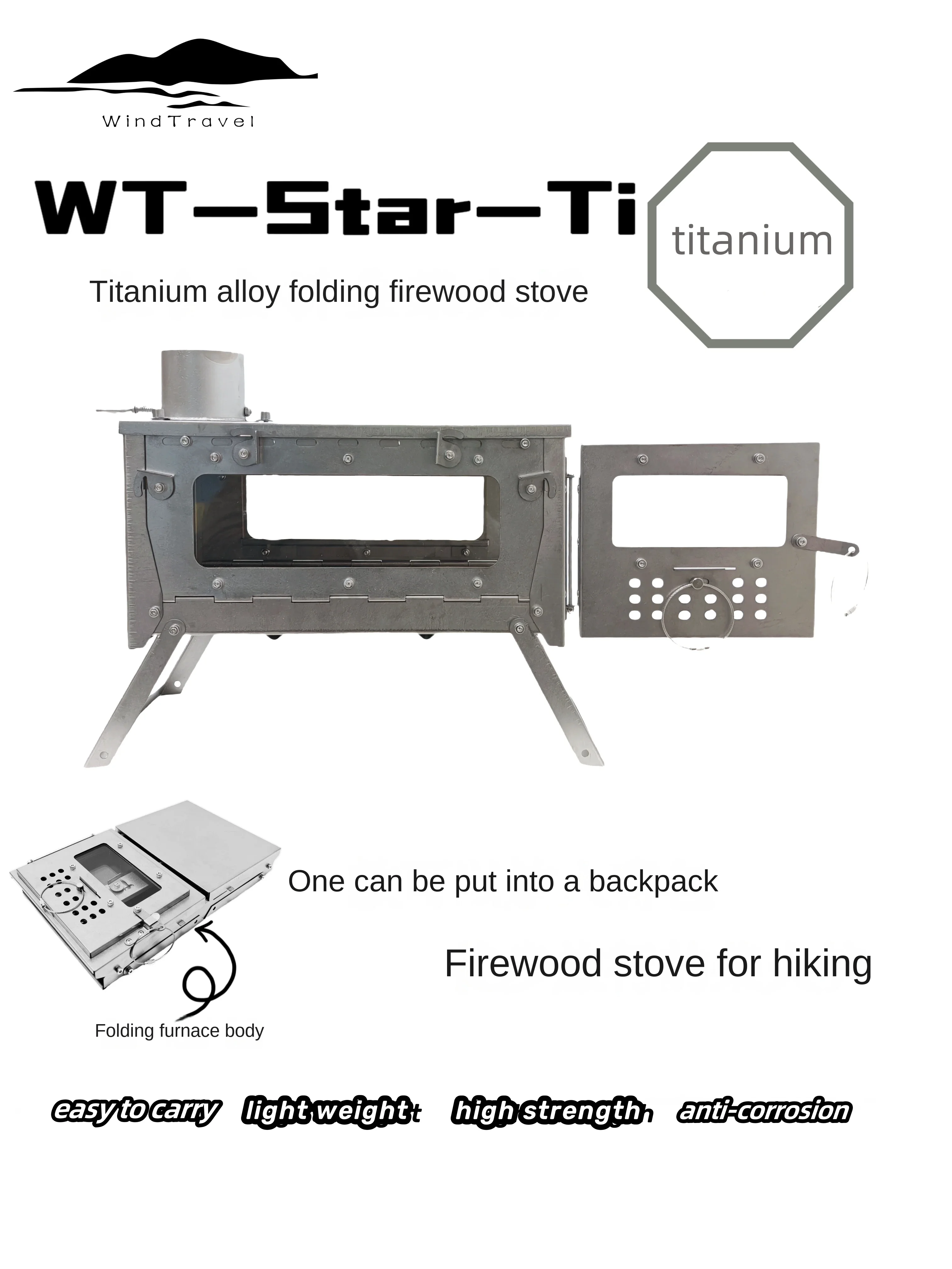 Camping Cooking Lightweight - WT yıldız Ti titanyum alaşım katlanır