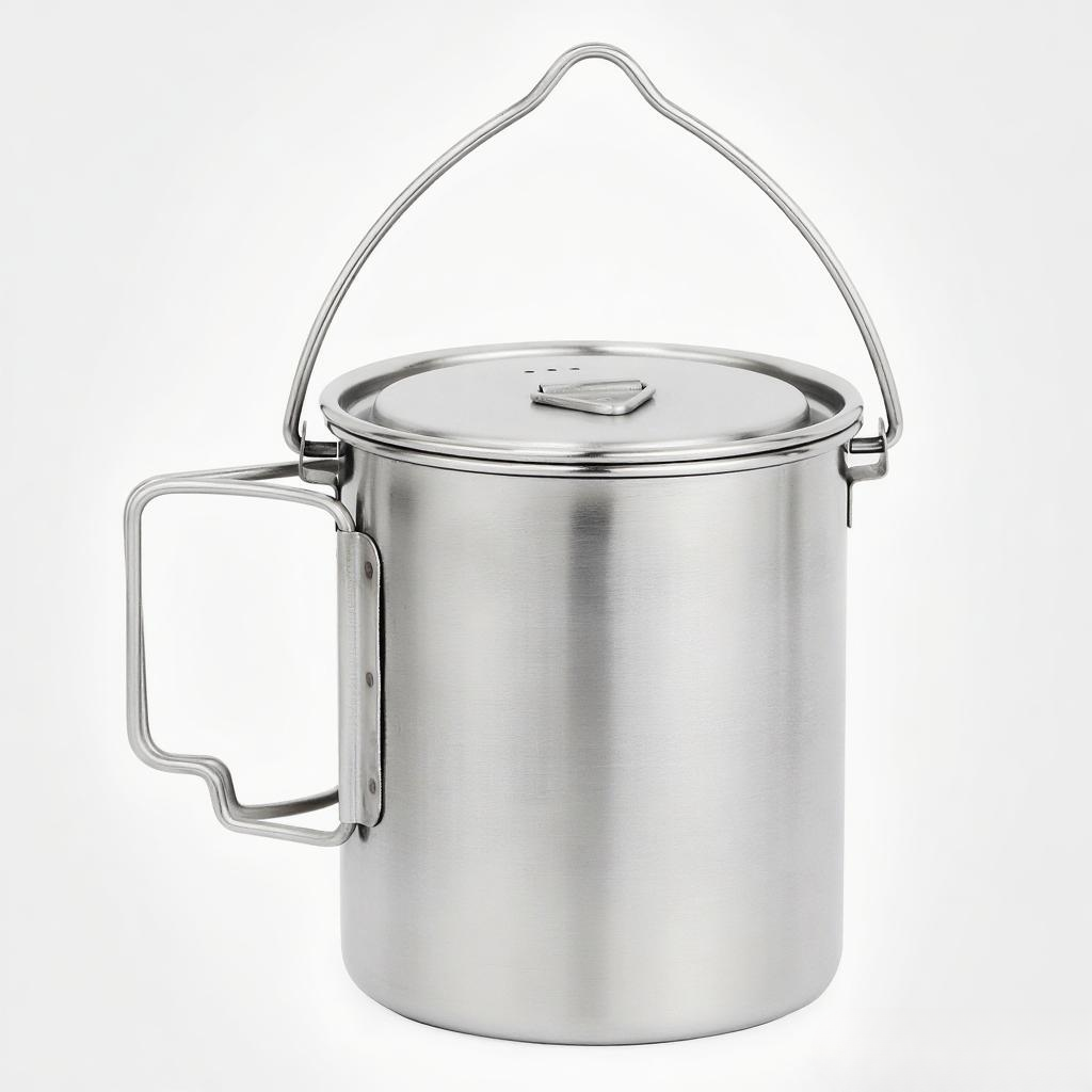 Camping Cooking Cup - 750 ml Paslanmaz Çelik Tencere Taşınabilir