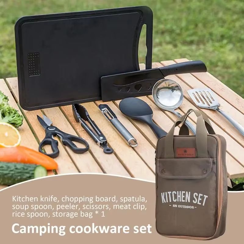8 adet Kamp Mutfak Tencere Set - Camping Cooking Utensil Organizer incelemesi ve fiyatı