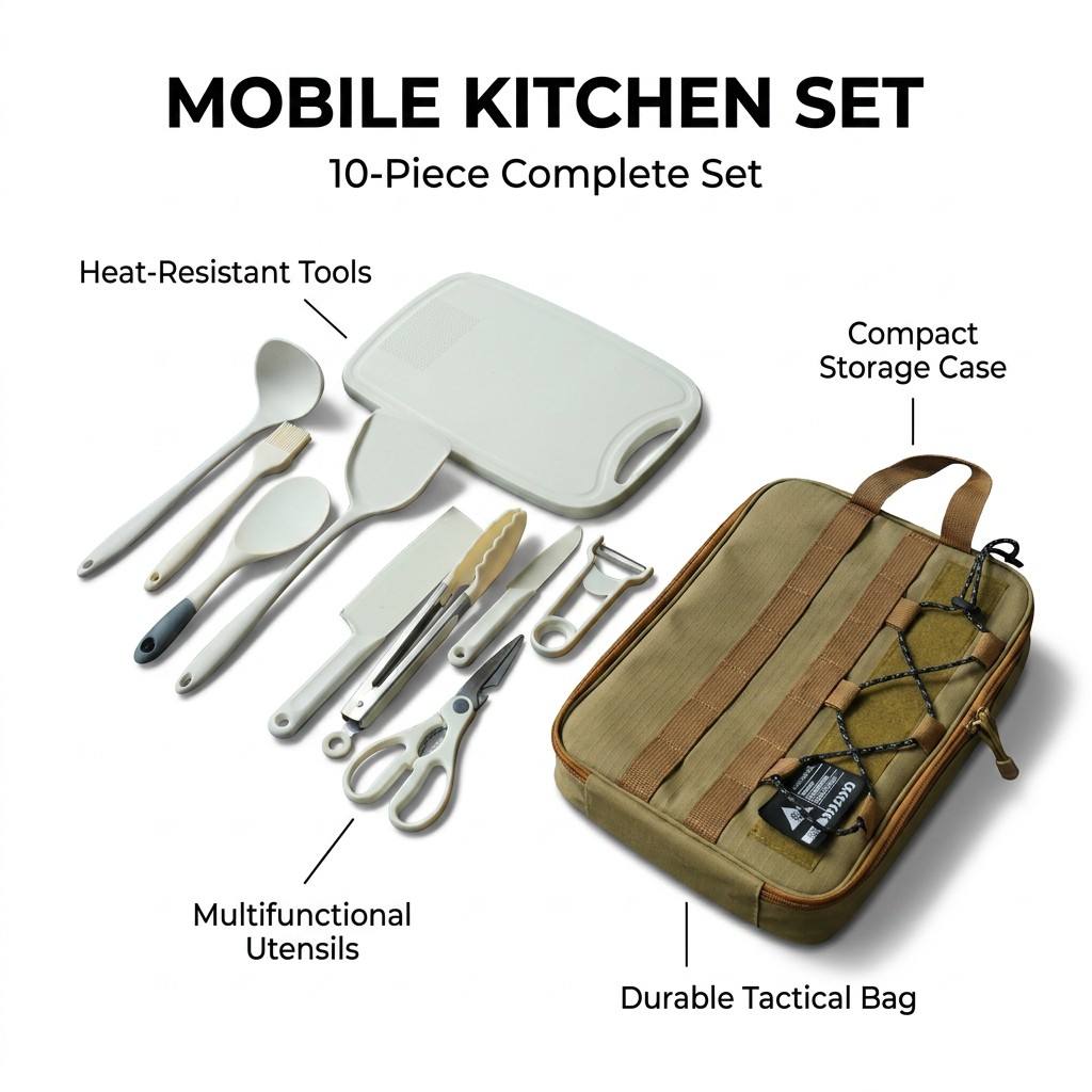 Taşınabilir 9 Adet Kamp Mutfak - Camping Cooking Utensil Organizer incelemesi ve fiyatı